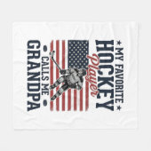 Favorite Hockey Player Calls Me Grandpa Vintage Sh フリースブランケット (正面(横))