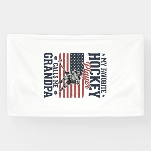 Favorite Hockey Player Calls Me Grandpa Vintage Sh 横断幕 (横)