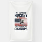 Favorite Hockey Player Calls Me Grandpa Vintage Sh 横断幕 (縦)