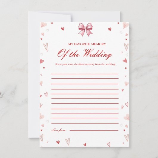 Favorite memory of the wedding Shower Game Card 招待状 (正面)