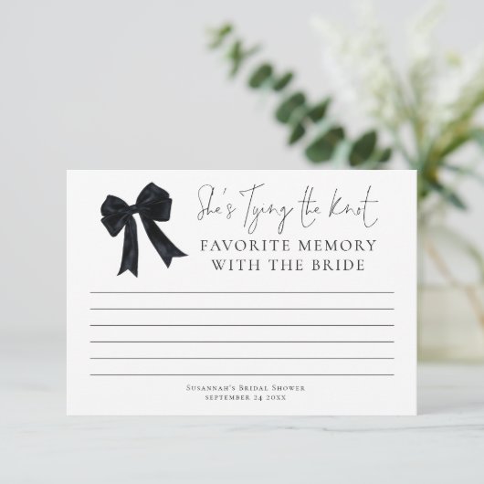 Favorite Memory With Bride Black Bow Bridal Shower カード (スタンド正面)
