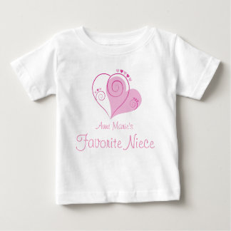 Favorite Niece Pink Hearts名前をカスタムするの伯母さんの ベビーTシャツ