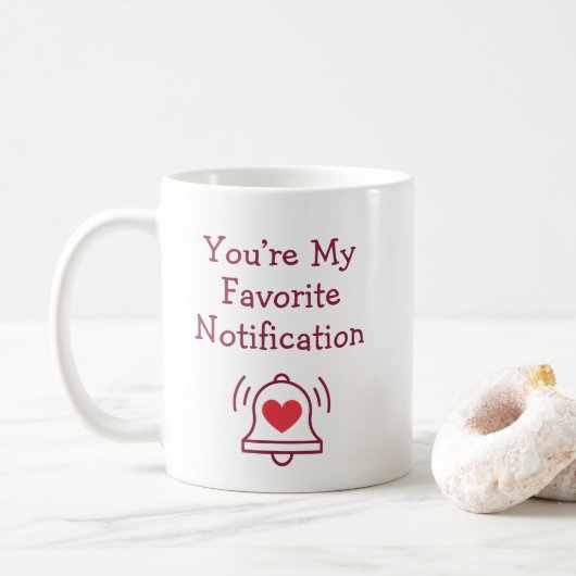 Favorite Notification Modern Bell Burgundy Red コーヒーマグカップ (ドーナツ)