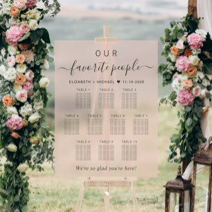 Favorite People 10卓 ピンク 結婚式 席次表 アクリルサイン