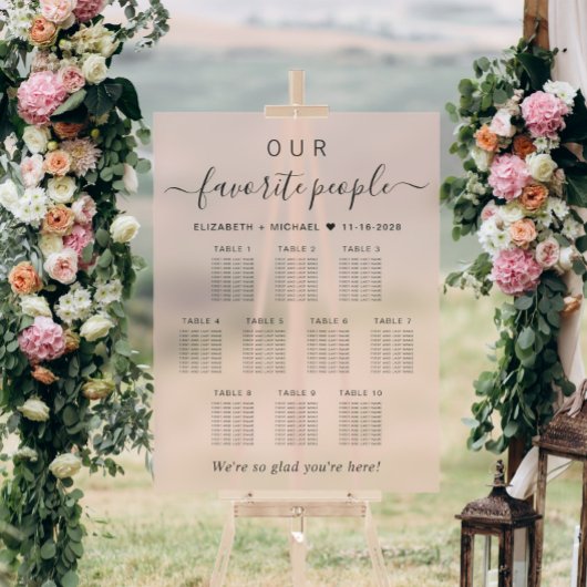 Favorite People 10卓 ピンク 結婚式 席次表 アクリルサイン