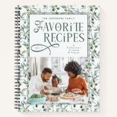 Favorite Recipes Family Photo Olive Branch Pattern ノートブック (正面)
