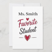 Favorite Student Personalized Teacher Gift カード (正面)