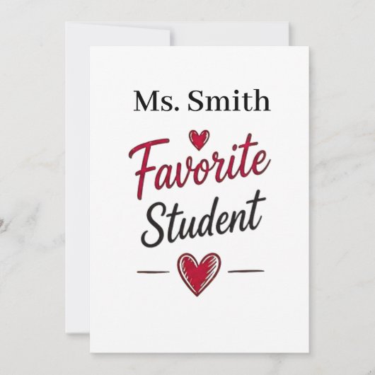Favorite Student Personalized Teacher Gift カード (正面)