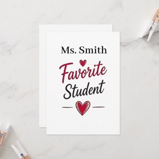 Favorite Student Personalized Teacher Gift カード (正面/裏面インサイチュ)