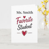 Favorite Student Personalized Teacher Gift カード (黄色い花)