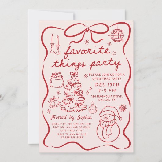 Favorite Things Christmas Holiday Party Invitation 招待状 (正面)