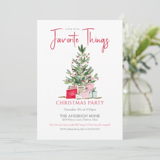 Favorite Things Christmas Party Invitation 招待状 (スタンド正面)