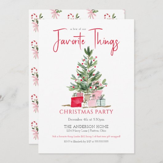 Favorite Things Christmas Party Invitation 招待状 (正面/裏面)