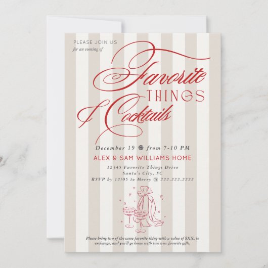 Favorite Things & Cocktails Holiday Gift Exchange 招待状 (正面)