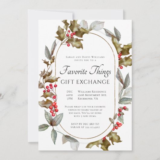 Favorite Things Elegant Botanical Gift Exchange 招待状 (正面)