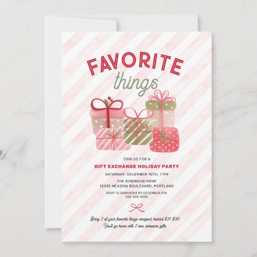Favorite Things Friends Holiday Gift Exchange 招待状 (正面)