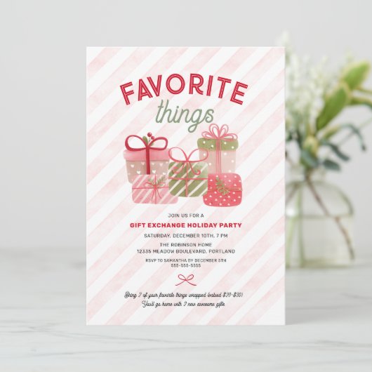Favorite Things Friends Holiday Gift Exchange 招待状 (スタンド正面)