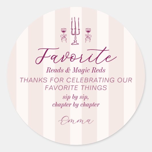 Favorite Things Holiday Book & Wine Club Party ラウンドシール (正面)