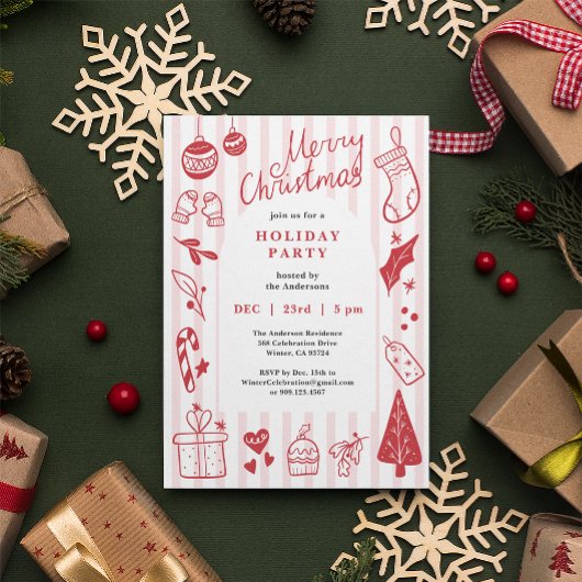 Favorite Things Red Christmas Party Invitation シーズンカード