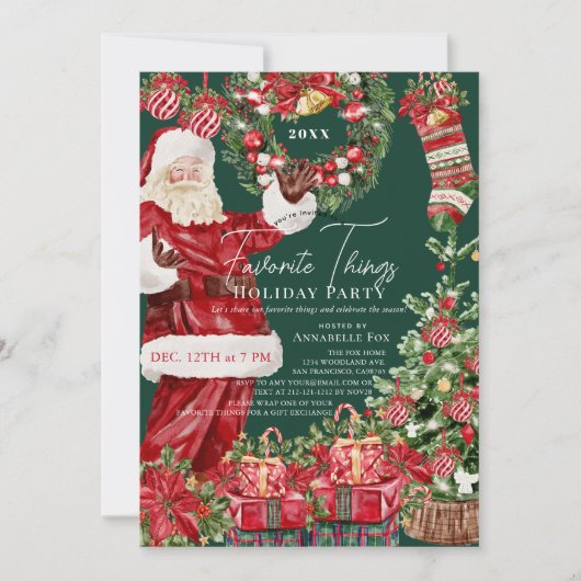 Favorite Things Santa Christmas Holiday Party 招待状 (正面)