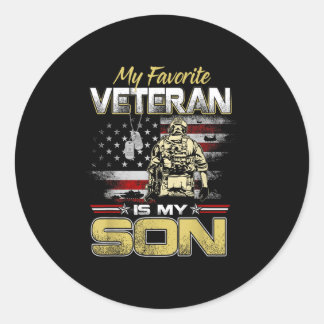 Favorite veteran is son veterans day patriotic men ラウンドシール