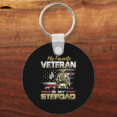Favorite veteran is stepdad flag fathers veteransF キーホルダー (正面)