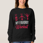 Favorite Workout Wine Drinking  Drinker Sayings Gr スウェットシャツ (正面)