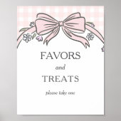 Favors and Treat Pink Ice Cream Sundae Baby Shower ポスター (正面)