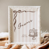 Favors Bebe Cafe Brown Bow Handdrawn Cake ポスター