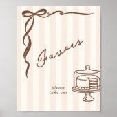 Favors Bebe Cafe Brown Bow Handdrawn Cake ポスター (正面)
