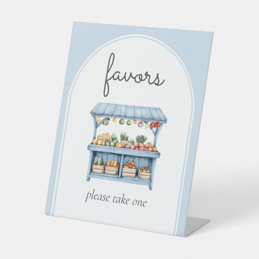 Favors Blue Farmers Market Baby Shower 台座サイン (正面)