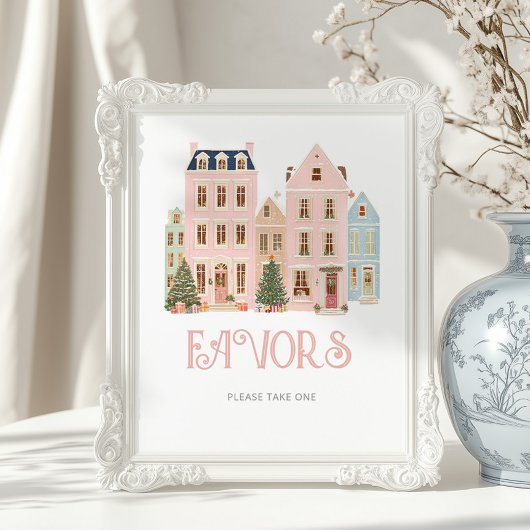 Favors Christmas village Winter Baby Shower ポスター