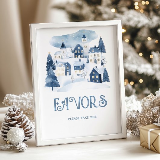 Favors Christmas village Winter Baby Shower ポスター