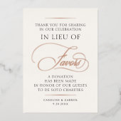 Favors Donation Wedding Table Sign 箔招待状 (正面)