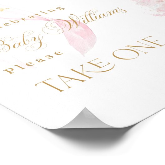 Favors Pink Bow Cold Outside Baby Shower ポスター (角)