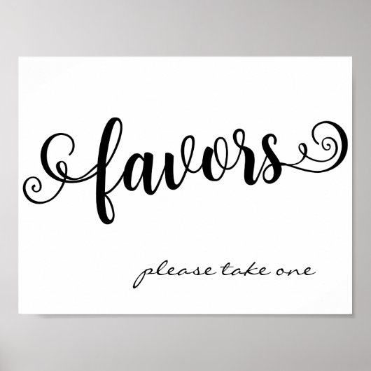 Favors Please Take One Wedding Custom Table Sign ポスター (正面)