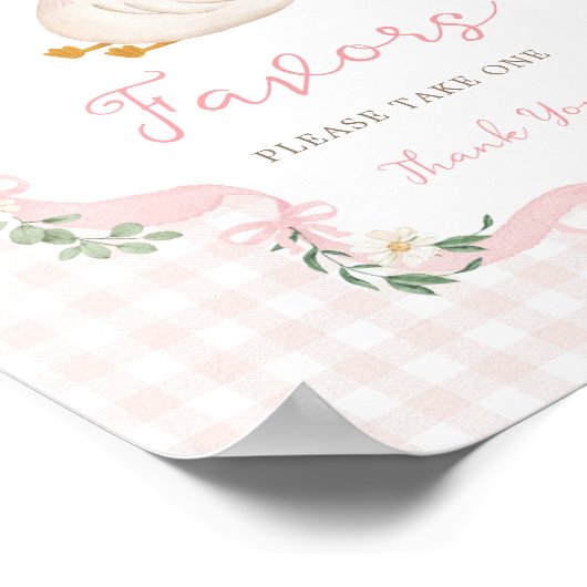 Favors Sign - Pink Bow One Silly Goose Table Sign ポスター (角)