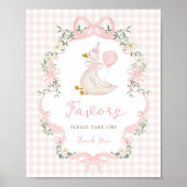 Favors Sign - Pink Bow One Silly Goose Table Sign ポスター (正面)