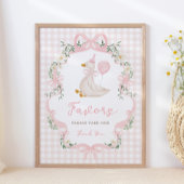 Favors Sign - Pink Bow One Silly Goose Table Sign ポスター