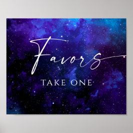 Favors Space Wedding Sign | Starry Night Galaxy ポスター
