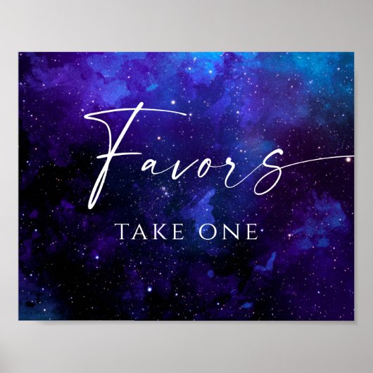 Favors Space Wedding Sign | Starry Night Galaxy ポスター (正面)