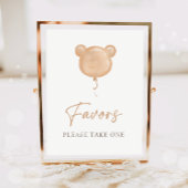 Favors Teddy Bear Balloon Boho Neutral Birthday  ポスター
