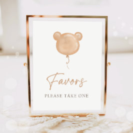 Favors Teddy Bear Balloon Boho Neutral Birthday  ポスター