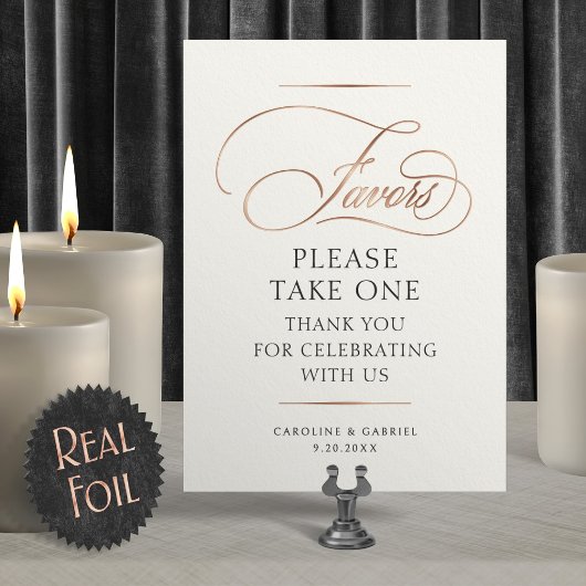 Favors Wedding Foil Table Sign 箔招待状
