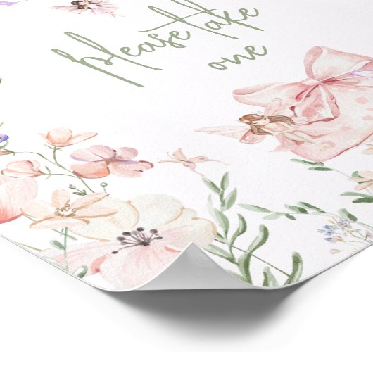 Favors Whimsical Fairy First Birthday Wildflower ポスター (角)