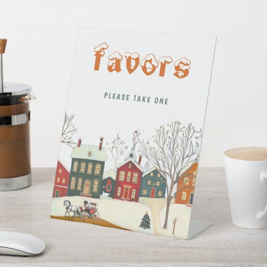 Favors Winter Village Baby Shower Table Decor 台座サイン (インサイチュ)