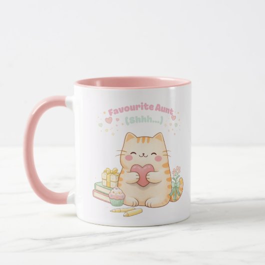 Favourite Aunt Cute Kawaii Kitty Cat Sweet Pink マグカップ (左)