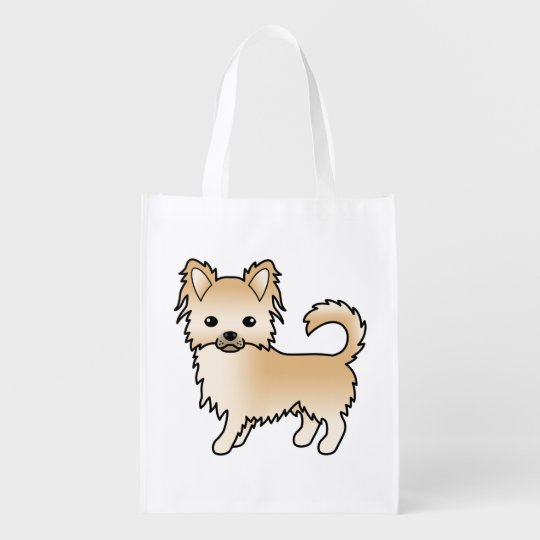 Fawnロングコートチワワカワイト漫画の犬 エコバッグ Zazzle Co Jp