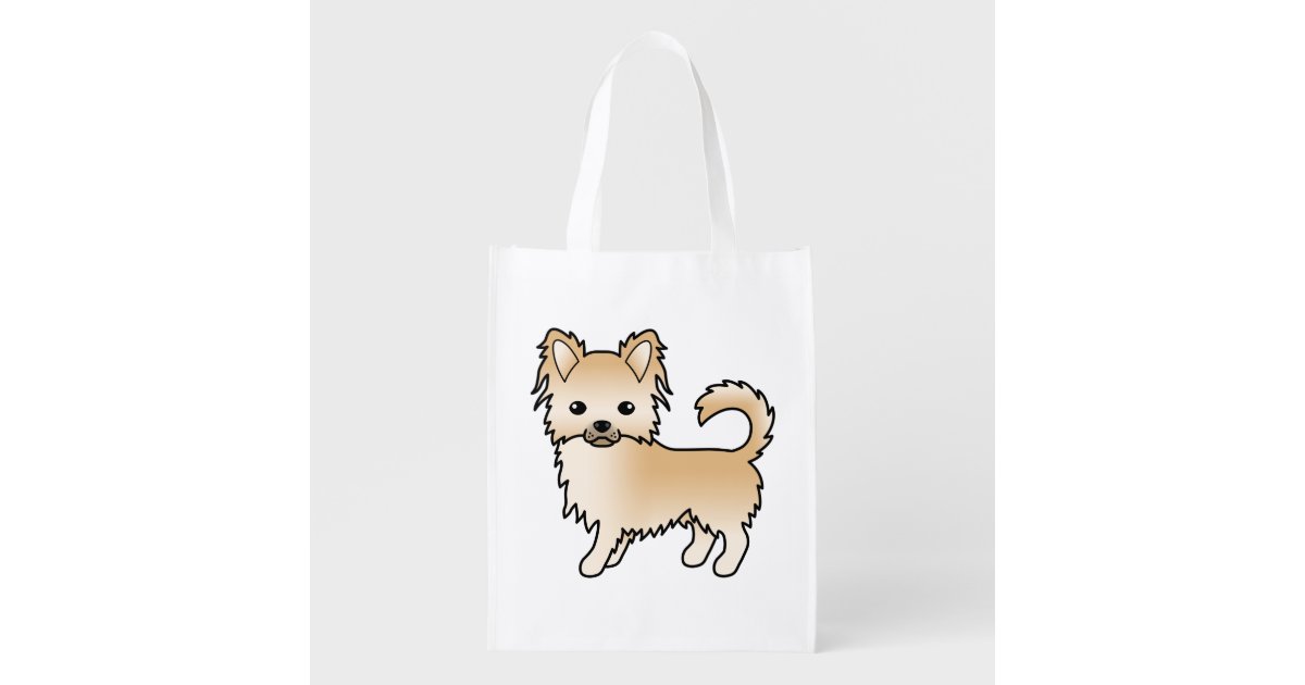 Fawnロングコートチワワカワイト漫画の犬 エコバッグ Zazzle Co Jp