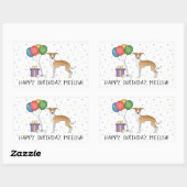 FawnとWhite イタリアン Greyhound -ハッピーバースデー 長方形シール (シート)